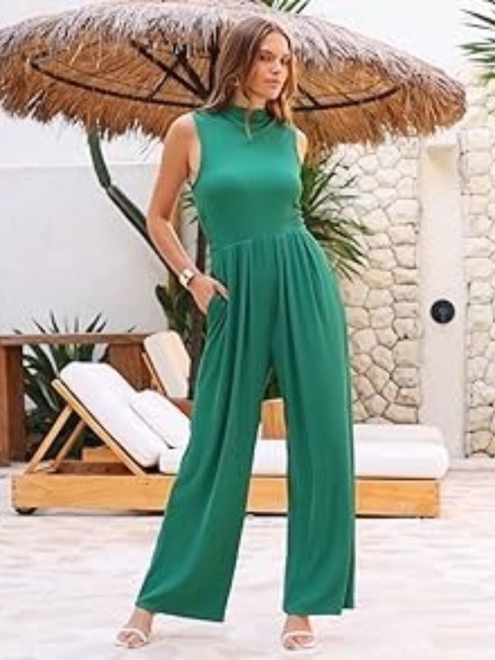 New Emerald Green PRETTYGARDEN Casual Ruffle Cap Sleeves Romper Jumpsuit